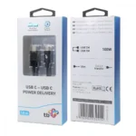 Tb Energy LED USB 2.0 Cable USB-C male - USB-C 100W Μαύρο 1m