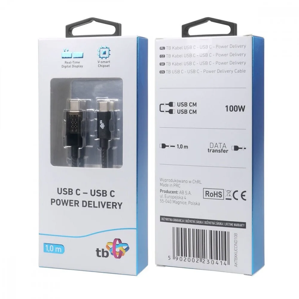 Tb Energy LED USB 2.0 Cable USB-C male - USB-C 100W Μαύρο 1m - Image 1