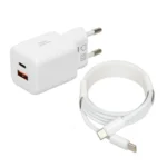iBox Φορτιστής GaN με Θύρα USB-A και Θύρα USB-C και Καλώδιο USB-C - USB-C 33W Power Delivery / Quick Charge 3.0 Λευκός (C-42)