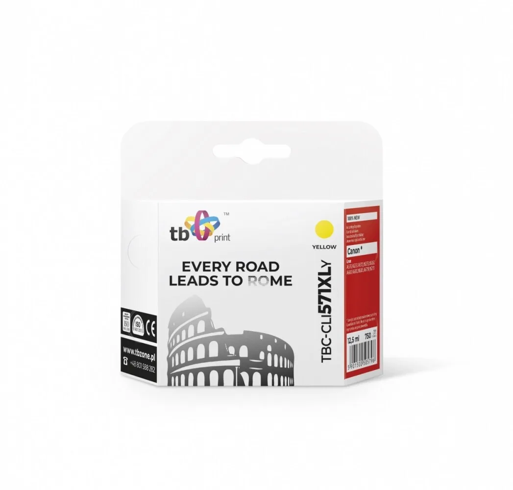TB Print Συμβατό Μελάνι Εκτυπωτή InkJet Canon TBC-CLI571XLY Κίτρινο 1τμχ Tbc-Cli571xly - Image 1