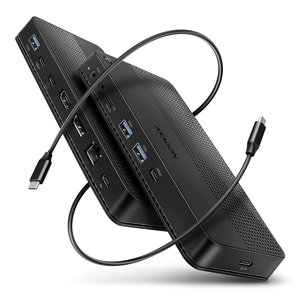 Axagon USB-C Docking Station με HDMI/DisplayPort 4K PD Ethernet και σύνδεση 2 Οθονών Μαύρο (Hmc-U4) - Image 1
