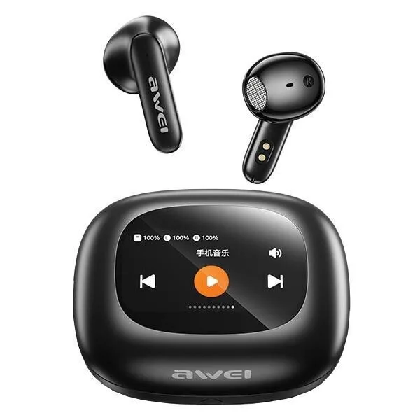 Awei TP97 In-ear Bluetooth Handsfree Ακουστικά με Θήκη Φόρτισης Μαύρα - Image 1