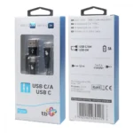 Tb Energy USB 2.0 Cable USB-C male - USB-A / USB-C Μαύρο 1.2m