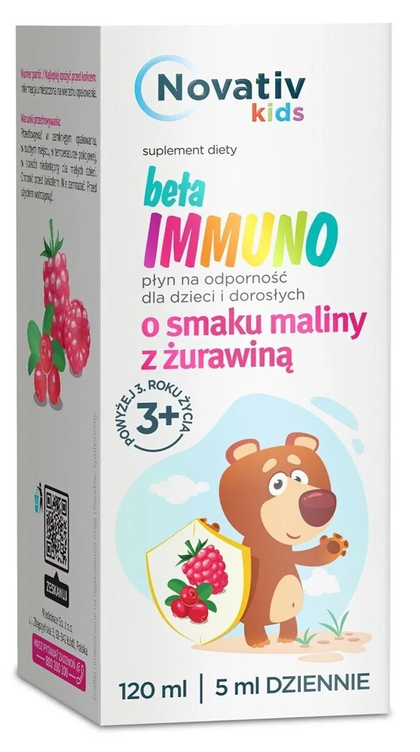 Novativ Kids Beta Immuno Συμπλήρωμα για την Ενίσχυση του Ανοσοποιητικού 120ml Cranberry - Image 1