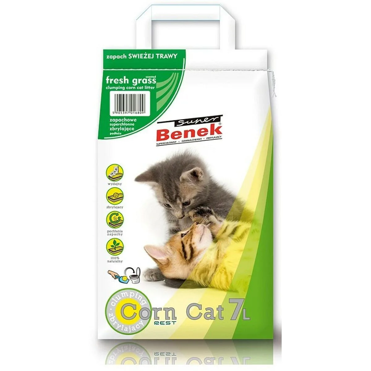 Certech Certech Super Benek Corn Cat Fresh Grass Φυτική Άμμος Γάτας με Άρωμα Φρεσκάδας 7lt - Image 1