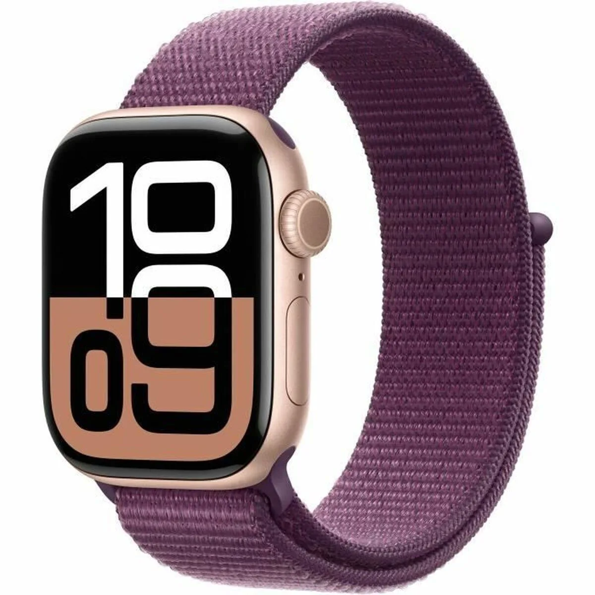 Apple Watch Series 10 Aluminium 42mm Αδιάβροχο με Παλμογράφο (Rose Gold με Plum Sport Loop) - Image 1