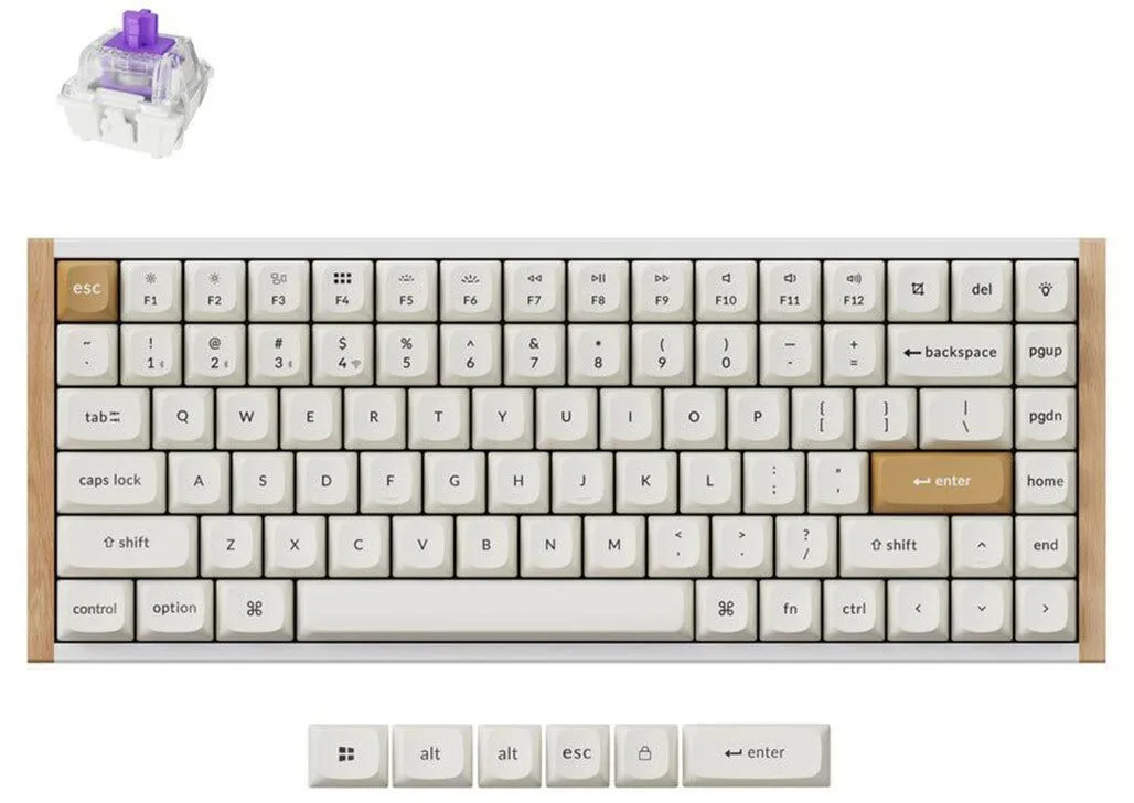 Keychron K2 HE K2H-Q1 Ασύρματο Gaming Μηχανικό Πληκτρολόγιο 75% με Gateron Double-Rail Magnetic Nebula διακόπτες και RGB φωτισμό (Αγγλικό US) Λευκό Special Wood Edition - Image 1