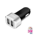 Crong Φορτιστής Αυτοκινήτου 24W 2.4A με Θύρες: 2xUSB Γκρι CRG-PWRC-USB24-ALU