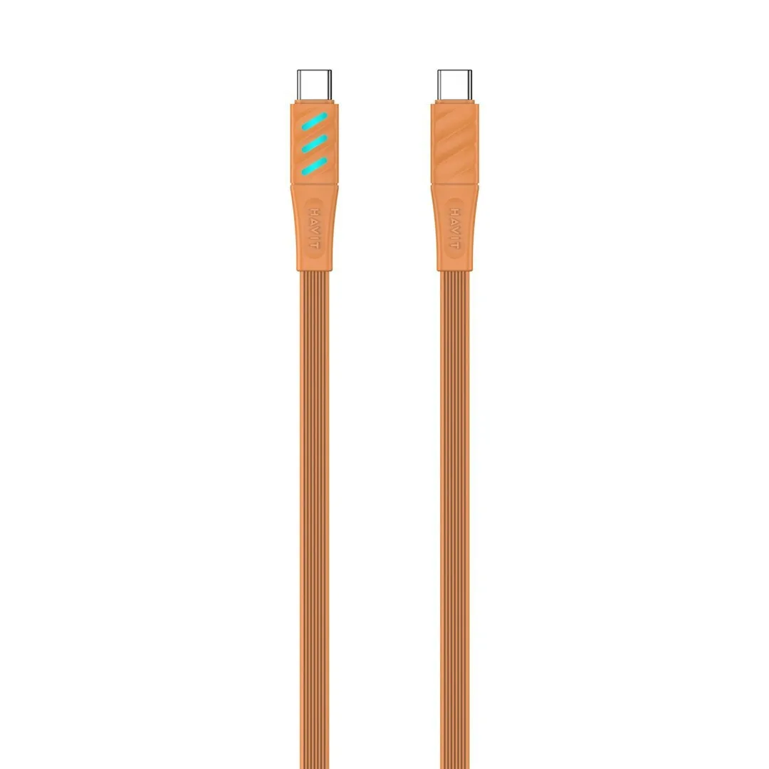 Havit Braided USB 2.0 Cable USB-C male - USB-C 60W PD Πορτοκαλί 1m CB6254 - Image 1