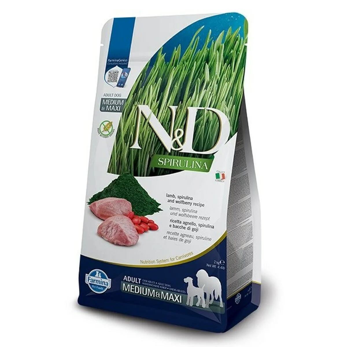 Farmina Spirulina 7kg Ξηρά Τροφή χωρίς Σιτηρά & Γλουτένη για Ενήλικους Σκύλους Μεσαίων & Μεγαλόσωμων Φυλών με Αρνί - Image 1
