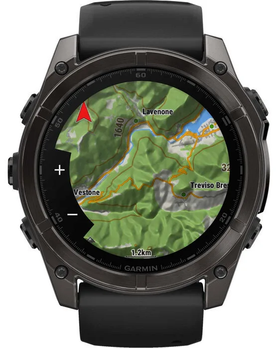 Garmin Fenix 8 Stainless Steel 51mm Αδιάβροχο Smartwatch με Παλμογράφο (Sapphire, Carbon Grey Dlc With Black/Pebble Grey Silicone Band) - Image 1