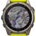 Garmin Fenix 8 Solar Titanium 51mm Αδιάβροχο Smartwatch με Παλμογράφο (Sapphire, Titanium With Amp Yellow/Graphite Silicone Band)