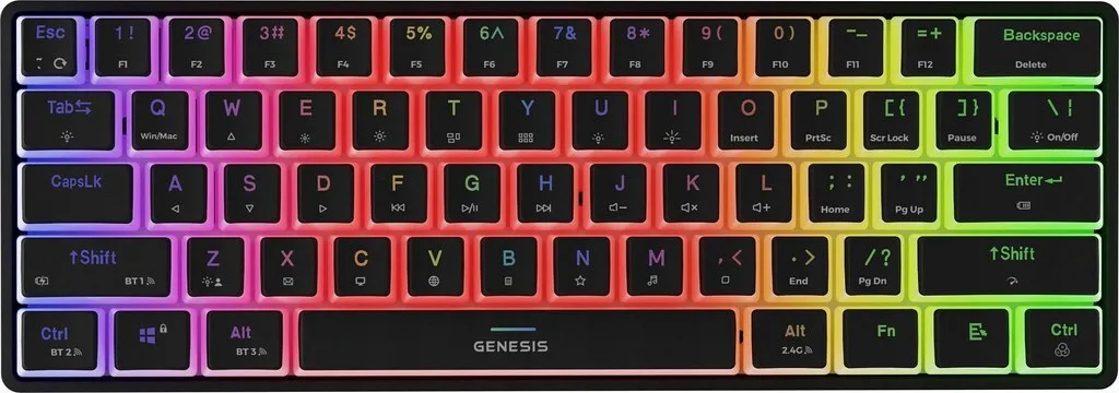 Genesis Thor 660 G2 Gaming Μηχανικό Πληκτρολόγιο 60% με Gateron Red διακόπτες και RGB φωτισμό (Αγγλικό US) - Image 1