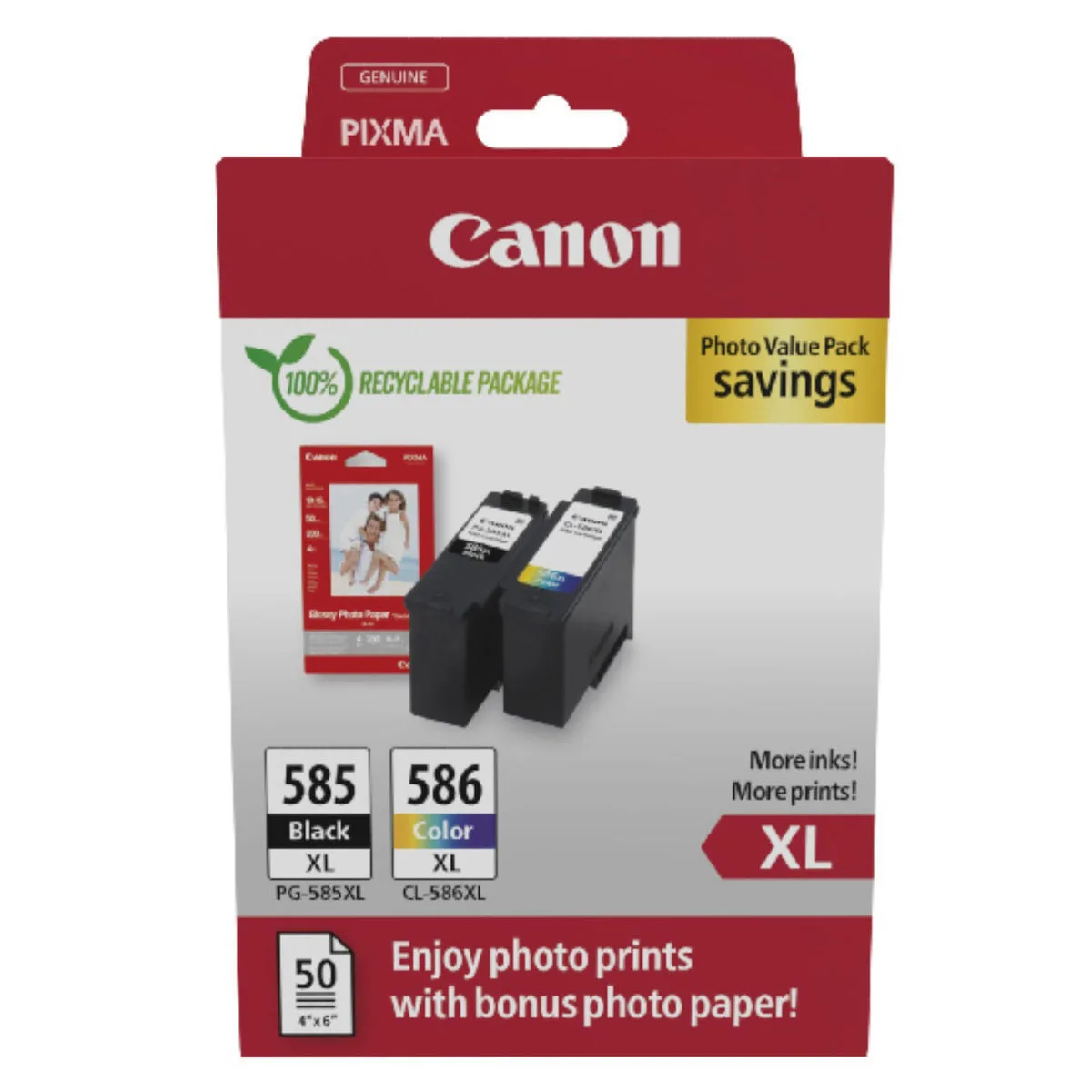 Canon PG-585XL / CL-586XL Γνήσιο Photo Value Pack με 2 Μελάνια Εκτυπωτή InkJet Μαύρο / Πολλαπλό (Color) (6204C005) - Image 1