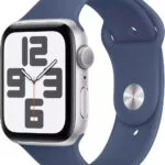 Apple Watch SE 2024 Cellular Aluminium 40mm Αδιάβροχο με eSIM και Παλμογράφο (Silver με Denim Sport Band - M/L)