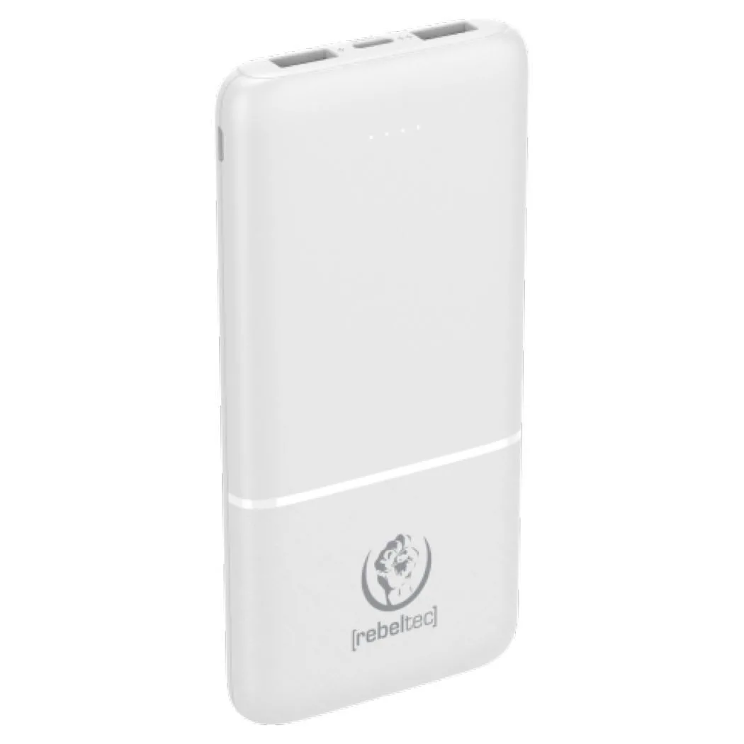 20250225164744_rebeltec_p10_power_bank_10000mah_10w_me_2_thyres_usb_a_kai_thyra_usb_c_leyko Rebeltec P10 Power Bank 10000mAh 10W με 2 Θύρες USB-A και Θύρα USB-C Λευκό - Image 1