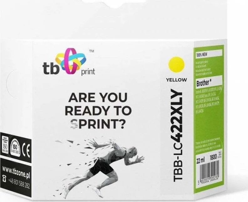 TB Print Συμβατό Μελάνι Εκτυπωτή InkJet Brother LC422XLY Κίτρινο 1τμχ TBB-LC422XLY - Image 1