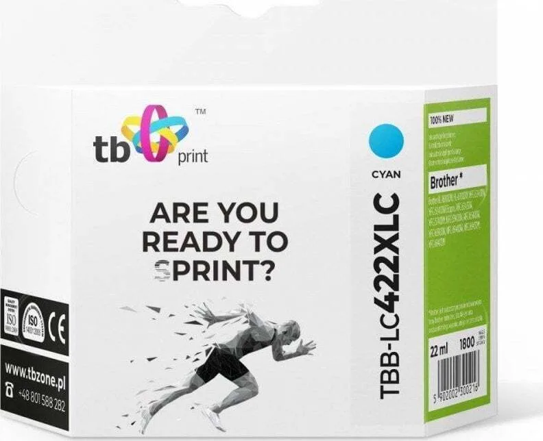 TB Print Συμβατό Μελάνι Εκτυπωτή InkJet Brother LC422XLC Κυανό 1τμχ TBB-LC422XLC - Image 1