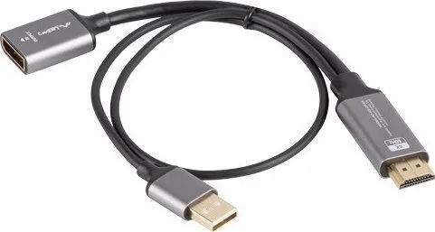 Προσαρμογέας Καλωδίου Lanberg Hdmi M > Displayport F 4k Στο Καλώδιο 20cm Ασημί - Image 1