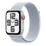 Apple Watch SE 2024 Cellular Aluminium 44mm Αδιάβροχο με eSIM και Παλμογράφο (Silver με Cloud Blue Sport Loop)