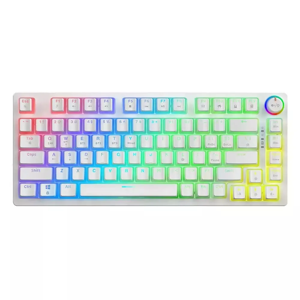 Savio Phenix Yellow Pudding Ασύρματο Gaming Μηχανικό Πληκτρολόγιο 75% με Gateron Yellow Pro διακόπτες και RGB φωτισμό (Αγγλικό US) Λευκό - Image 1