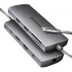 Axagon USB-C Docking Station με HDMI 4K PD Ethernet Ασημί (HMC-8HLSA)