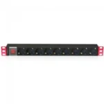 Power Strip Rack 1u 9x Schuko Socket Connector 2m