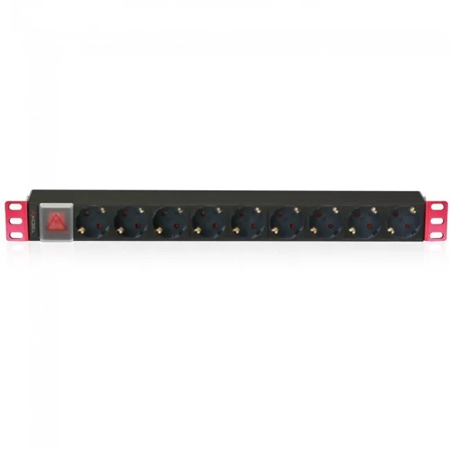 Power Strip Rack 1u 9x Schuko Socket Connector 2m - Image 1