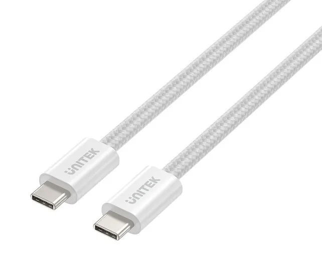 Unitek Magnetic / Retractable / Braided USB 2.0 Cable USB-C male - USB-C 100W Λευκό 1m (C1414AWH-1M) - Image 1