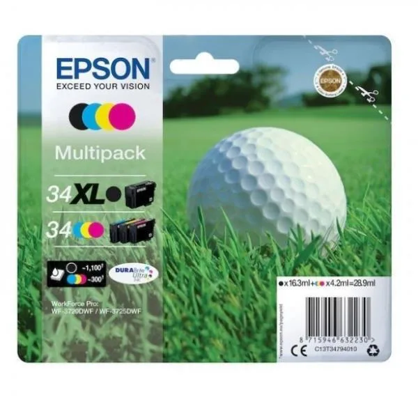 Epson Golfball T3479 Γνήσιο Πακέτο 4 Μελανιών Εκτυπωτή InkJet Κίτρινο / Κυανό / Ματζέντα / Μαύρο - Image 1