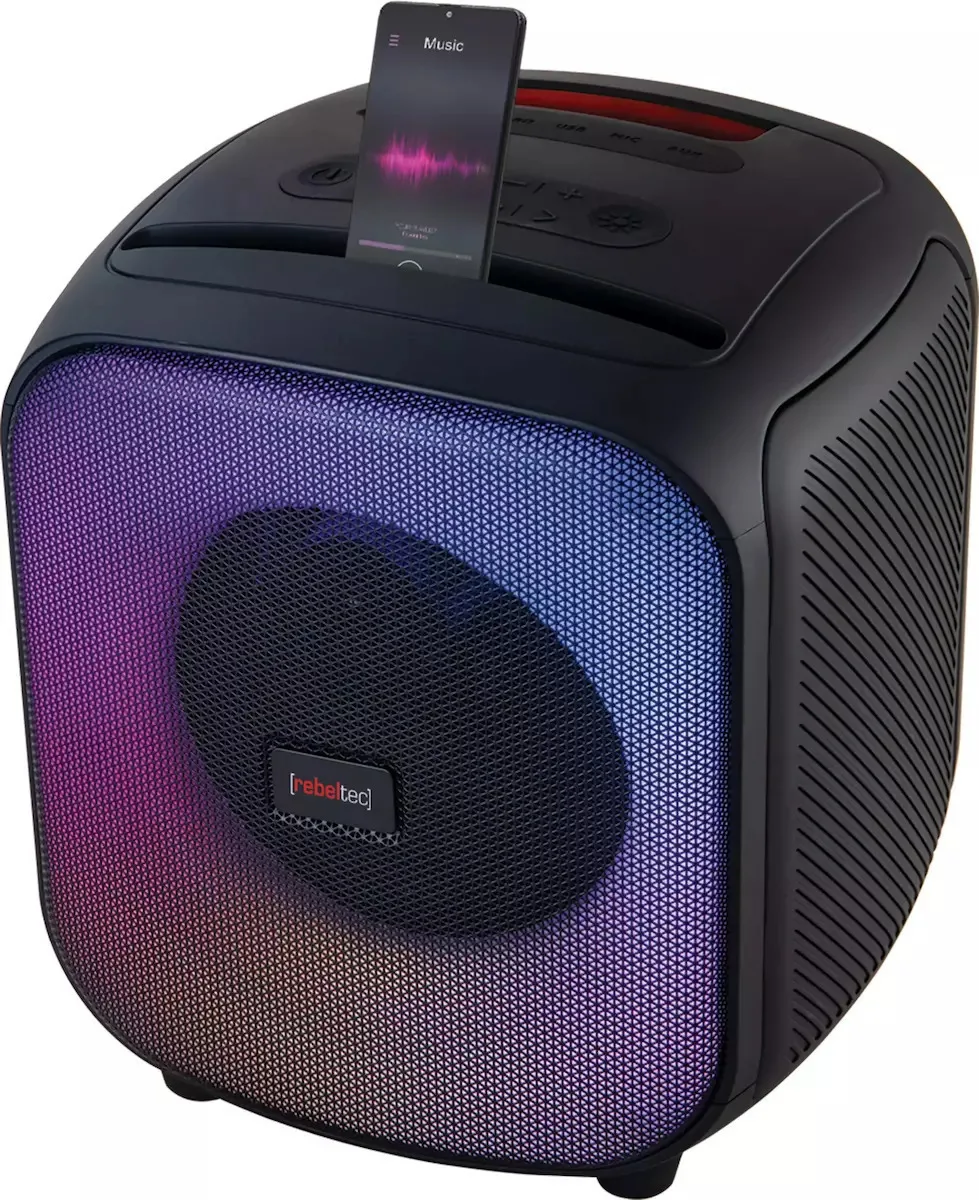 20250404142629_rebeltec_speaker_powercube_500_icheio_bluetooth_60w_me_radiofono_mayro Rebeltec Speaker PowerCube 500 Ηχείο Bluetooth 60W με Ραδιόφωνο και Διάρκεια Μπαταρίας έως 12 ώρες Μαύρο - Image 1