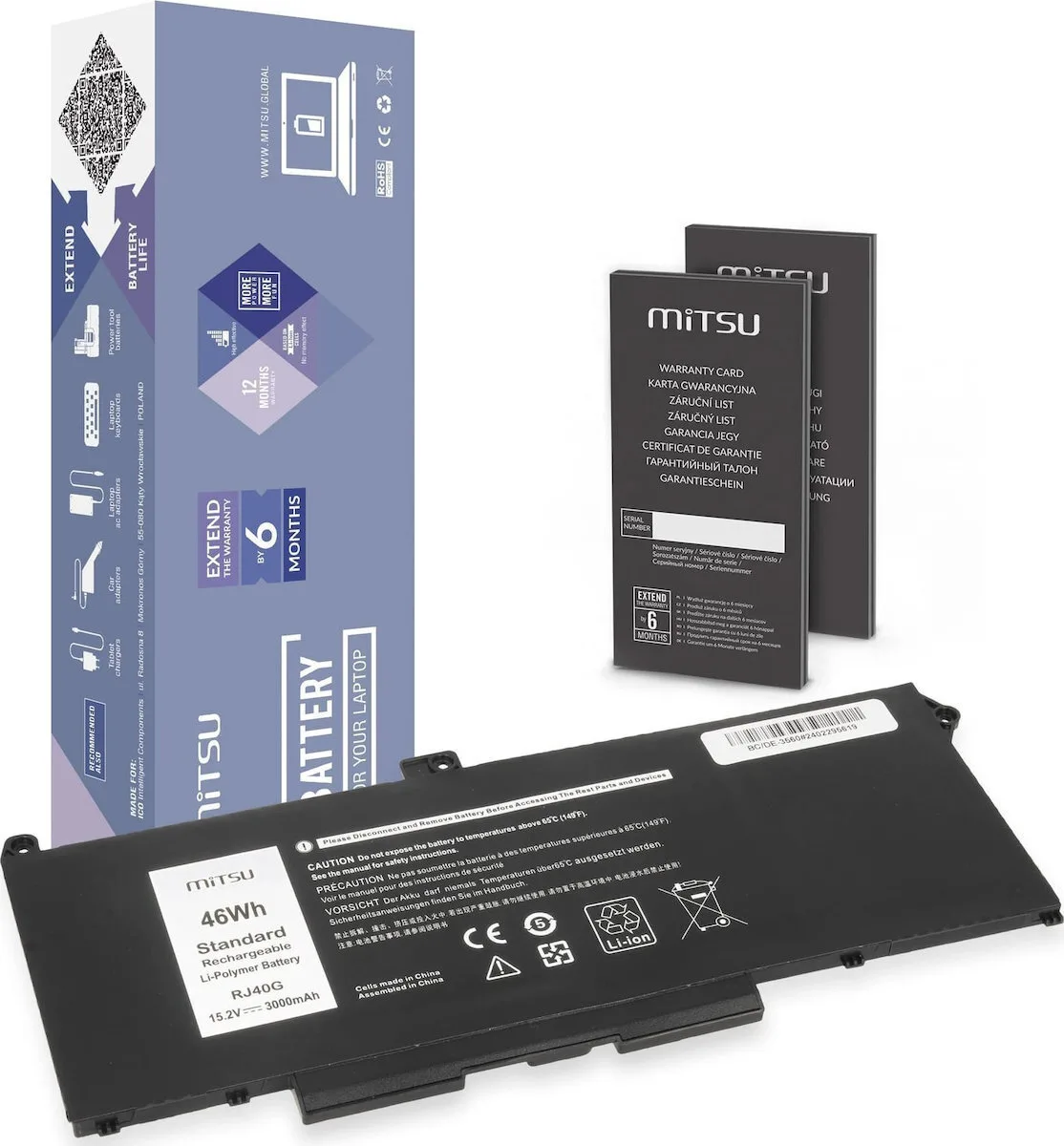 Mitsu Συμβατή Μπαταρία για Dell Latitude / Precision Dell Latitude, Precision με 3000mAh (BC/DE-3560) - Image 1