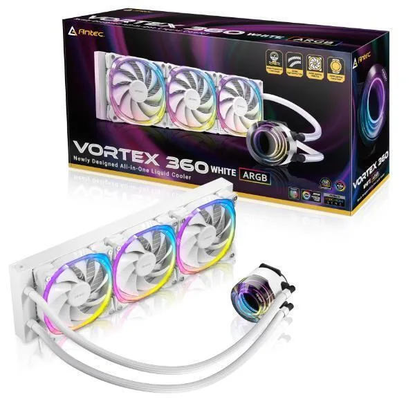 Antec Vortex 360 ARGB Υδρόψυξη Επεξεργαστή Τριπλού Ανεμιστήρα 120mm για Socket AM4/AM5/1700/1200/115x Λευκή - Image 1