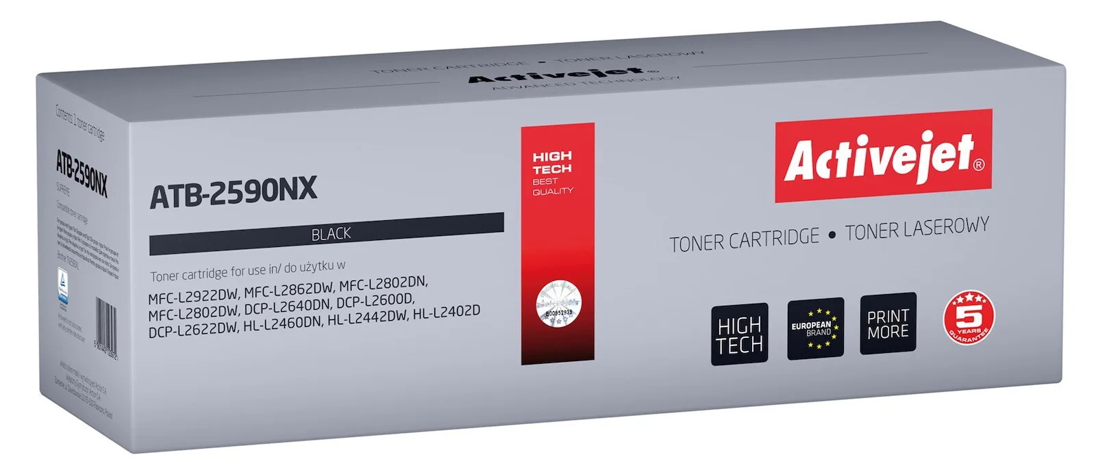 Active Jet Συμβατό Toner για Laser Εκτυπωτή Brother TN2590XL 3000 Σελίδων Μαύρο High Yield (ATB-2590NX) - Image 1