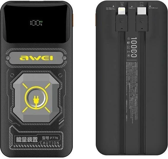 Awei P77K Power Bank 12000mAh 22.5W με 2 Θύρες USB-A Μαύρο - Image 1