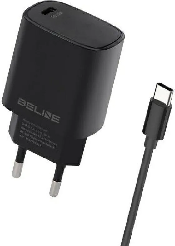 Beline Φορτιστής με Θύρα USB-C και Καλώδιο USB-C - USB-C 20W Power Delivery Μαύρος (U03) - Image 1