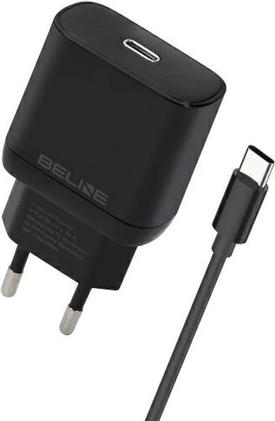 Beline Φορτιστής με Θύρα USB-C και Καλώδιο USB-C - USB-C 25W Power Delivery Μαύρος (U03) - Image 1