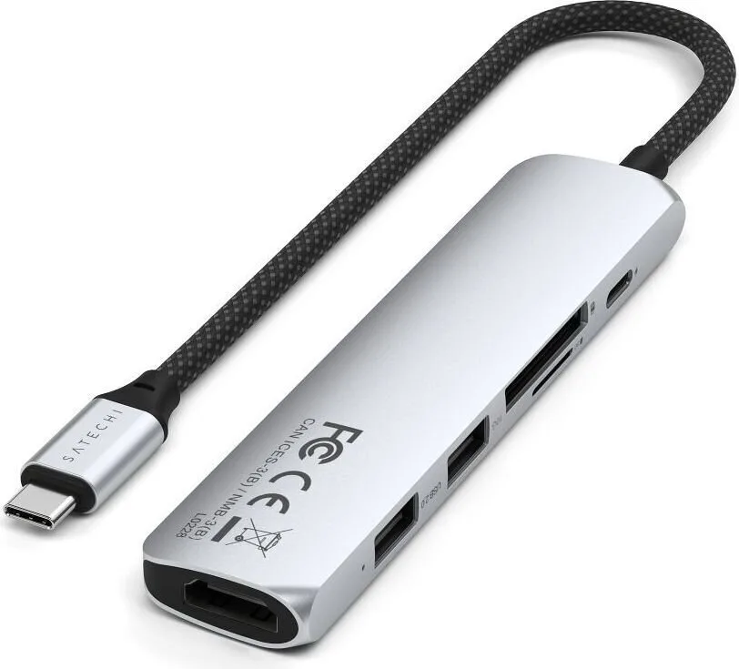 20250428171404_satechi_st_p6ss_usb_a_usb_c_docking_station_me_hdmi_4k_pd_asimi Satechi ST-P6SS USB-A / USB-C Docking Station με HDMI 4K PD Ασημί - Image 1
