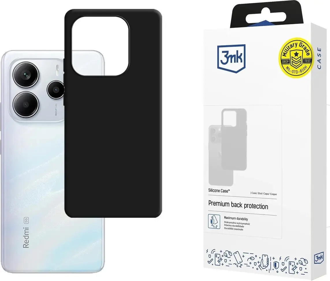 3MK Silicone Back Cover Σιλικόνης / Δερμάτινο 2mm Μαύρο (Redmi Note 14 5G) - Image 1