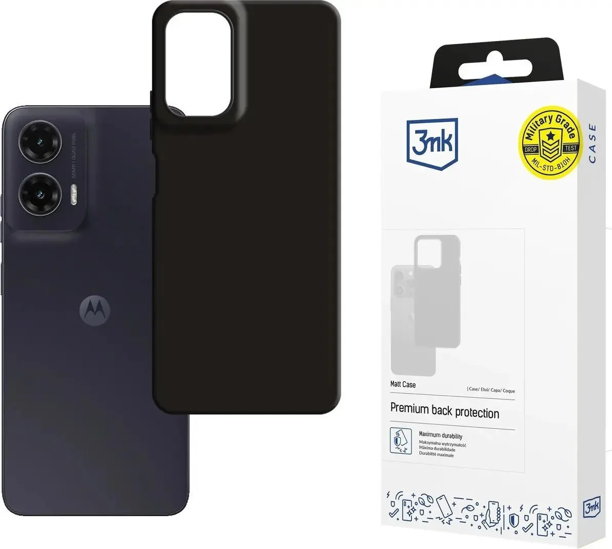 3MK Matt Case Back Cover Tempered Glass Μαύρο (Moto G35) - Image 1