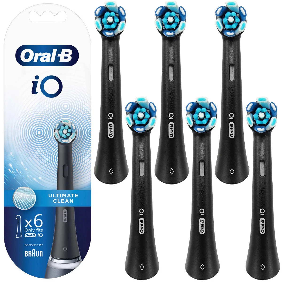 Oral-B iO Ultimate Clean Ανταλλακτικές Κεφαλές για Ηλεκτρική Οδοντόβουρτσα Black 6τμχ - Image 1