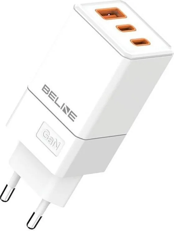 Beline Φορτιστής Χωρίς Καλώδιο GaN με Θύρα USB-A και 2 Θύρες USB-C 65W Power Delivery / Quick Charge 3.0 Λευκός (BLN3CW65) - Image 1