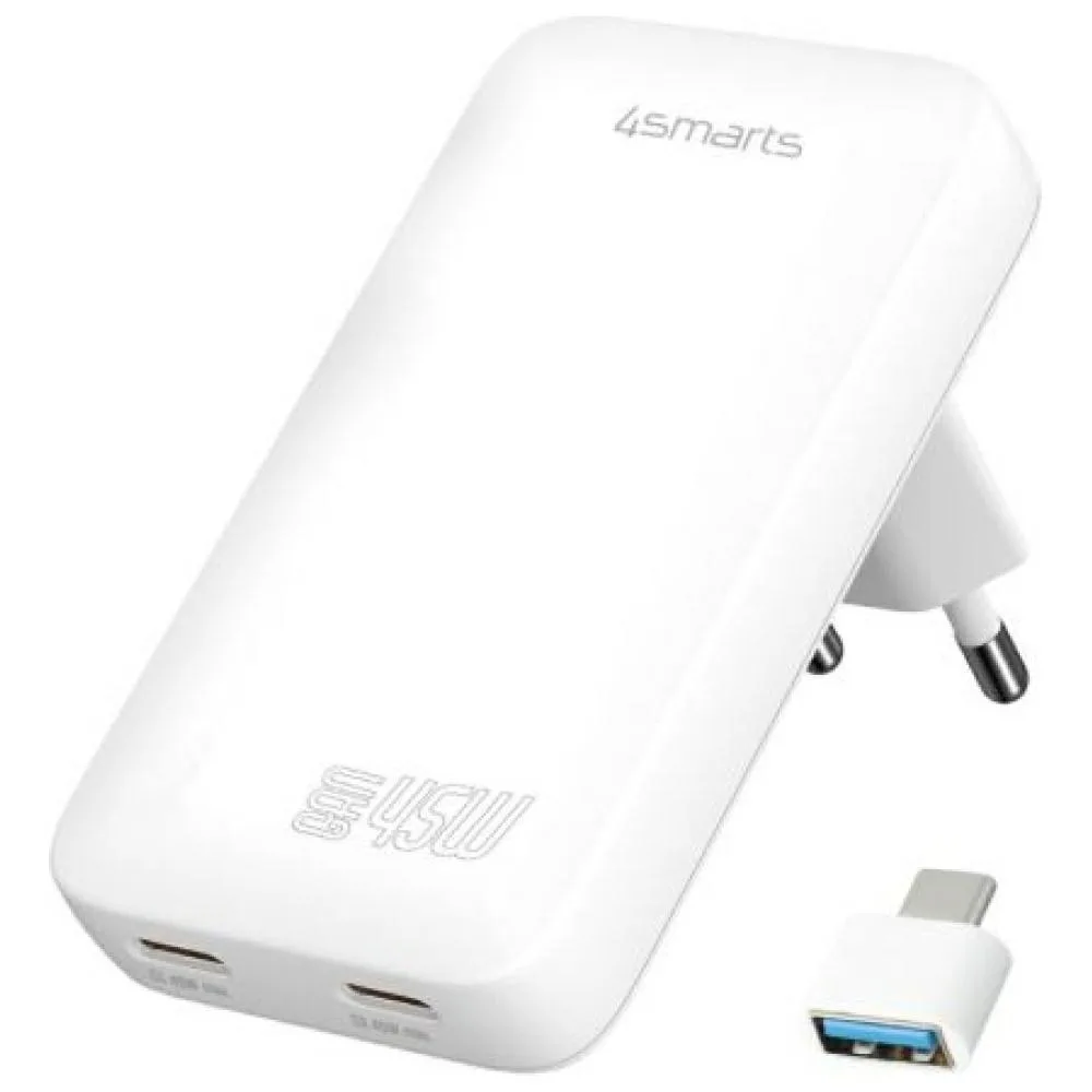 20250509133707_4smarts_fortistis_choris_kalodio_gan_me_2_thyres_usb_a_45w_leykos_flatplug_slim 4Smarts Φορτιστής Χωρίς Καλώδιο GaN με 2 Θύρες USB-A 45W Power Delivery Λευκός (FlatPlug Slim) - Image 1