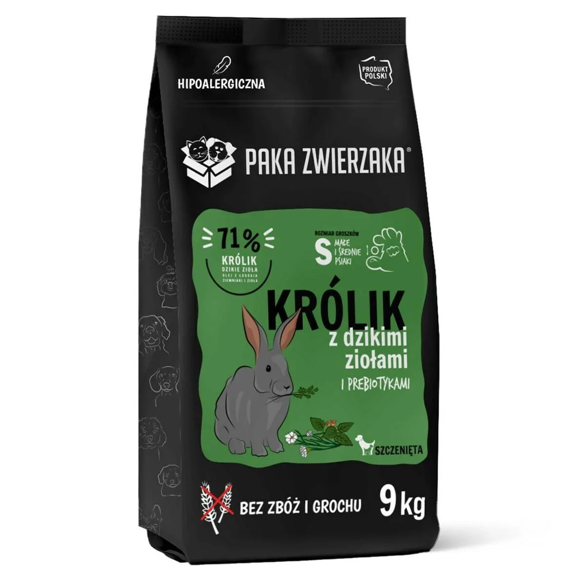 Paka Zwierzaka 9kg Ξηρά Τροφή χωρίς Σιτηρά & Γλουτένη για Κουτάβια Μικρόσωμων & Μεσαίων Φυλών με Κουνέλι και Λαγό - Image 1