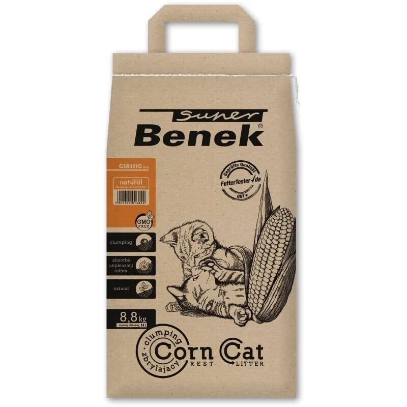 Certech Super Benek Corn Cat Φυτική Άμμος Γάτας χωρίς Άρωμα 14lt - Image 1