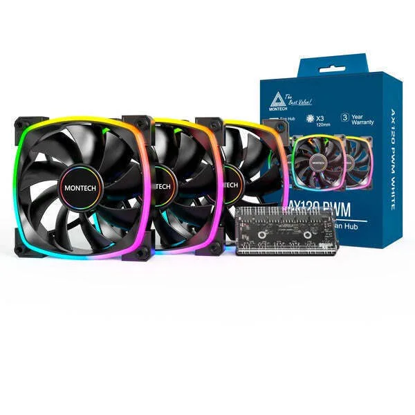 Montech Case Fan 120mm με ARGB Φωτισμό και Σύνδεση 4-Pin PWM 3τμχ - Image 1