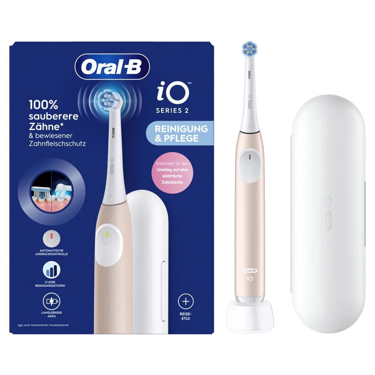 Oral-B iO Series 2 Ηλεκτρική Οδοντόβουρτσα με Αισθητήρα Πίεσης και Θήκη Ταξιδίου Calm Pink - Image 1
