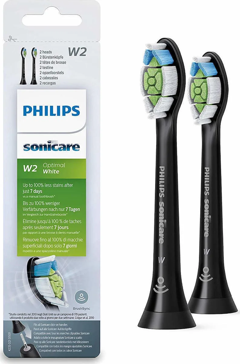 Philips Sonicare W2 Optimal White Ανταλλακτικές Κεφαλές για Ηλεκτρική Οδοντόβουρτσα Black HX6062/88 2τμχ - Image 1
