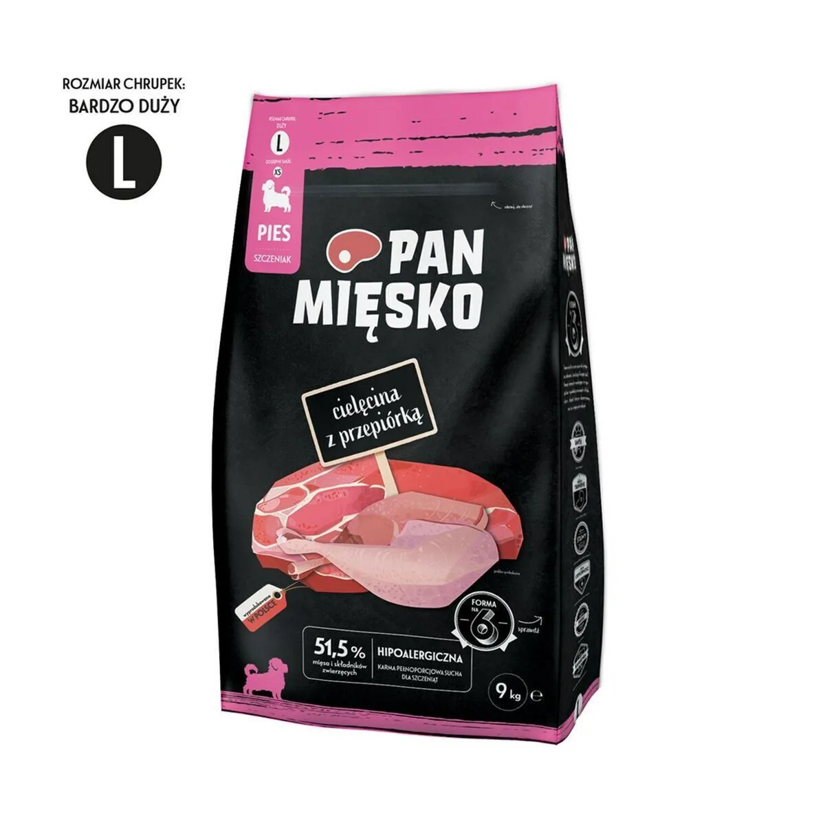 Pan Miesko 9kg Ξηρά Τροφή χωρίς Γλουτένη για Κουτάβια Μεγαλόσωμων Φυλών με Ορτύκι - Image 1