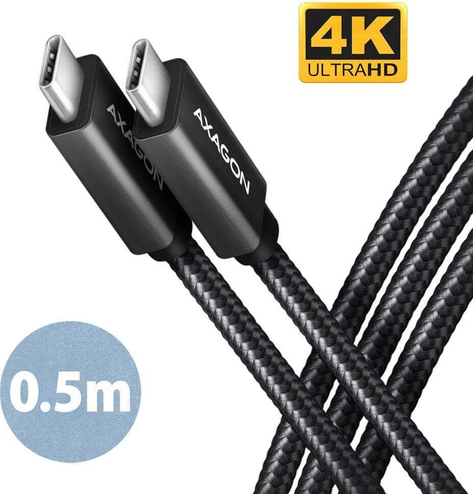 20250610133531_axagon_braided_usb_2_0_cable_usb_c_male_usb_c_100w_mayro_0_5m Axagon Braided USB 2.0 Cable USB-C male - USB-C 100W Μαύρο 0.5m - Image 1